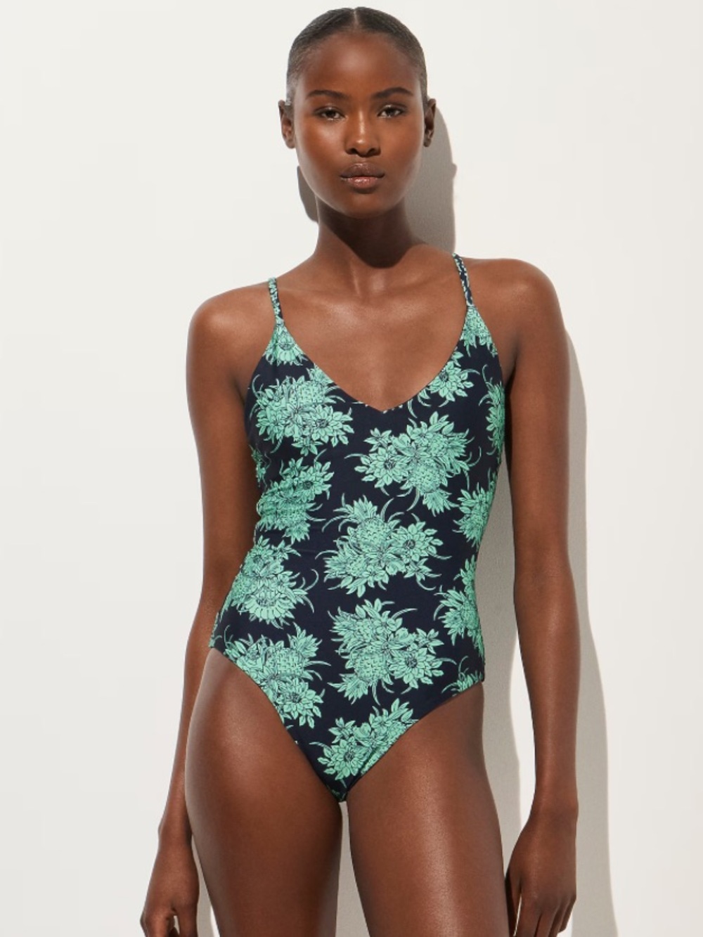J. Crew NWT Lana Navy One-Piece Swimsuit Navy Pineapple Floral Print CU283 $148